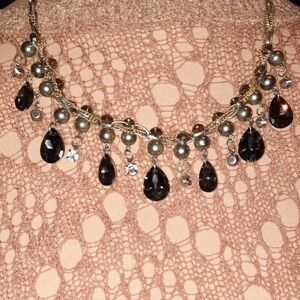 LOFT braided rhinestone bib necklace